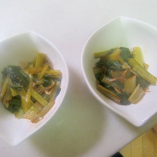 小松菜の大蒜チップ味醂醤油グリル